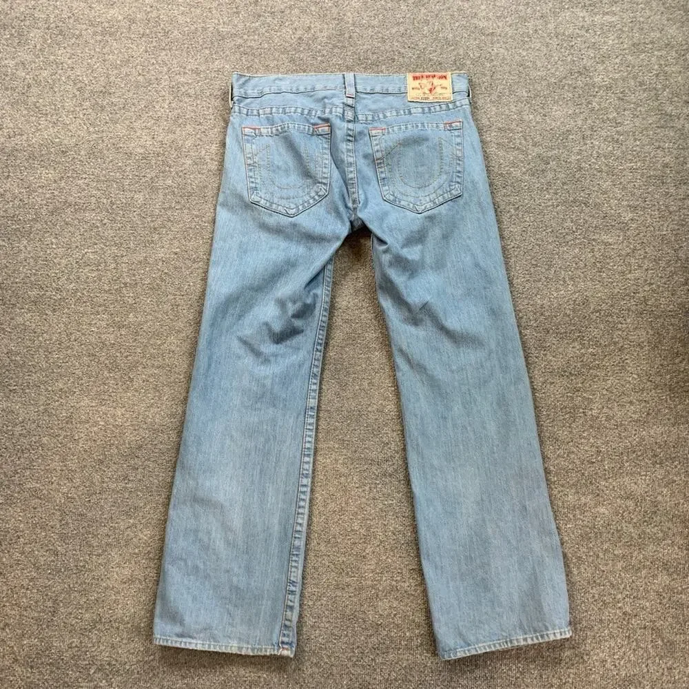 Vintage True Religion Jeans Mens 36 Blue Light‎ Wash Bobby Baggy Relaxed Loose